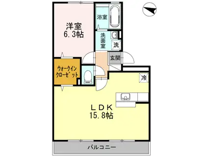 クリオコートA棟(1LDK/2階)の間取り写真
