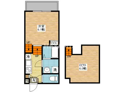 デ・クメール永昌町(1SK/2階)の間取り写真