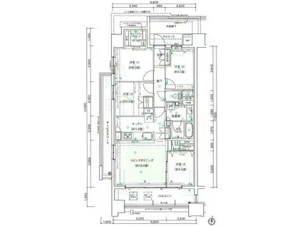 ミッドタワーいわき(4LDK/8階)の間取り写真