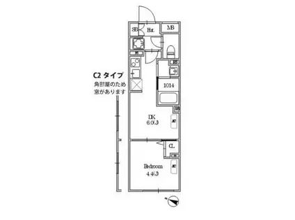 GRANPASEO中野III(1DK/3階)の間取り写真