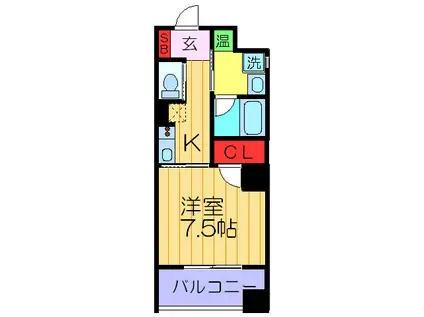 アピリラージュ(1K/9階)の間取り写真