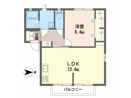 プレヴ・ナンス(1LDK/2階)の間取り写真