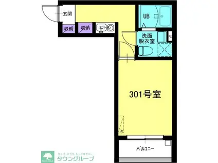 ギオンハウス川口並木(1K/3階)の間取り写真