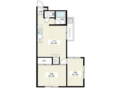 ドルフ本町B棟(2LDK/2階)の間取り写真