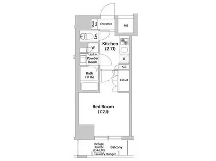 ブリッサ本郷真砂(1K/8階)の間取り写真