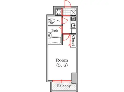 エルミタージュ難波南VI(1K/7階)の間取り写真