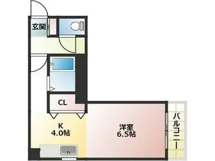 ニューグリーンリーブス(1K/4階)の間取り写真