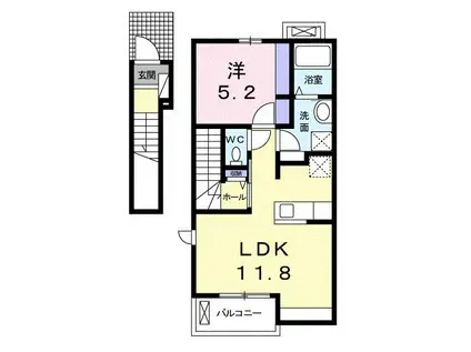 レジデンス鳥生10(1LDK/2階)の間取り写真
