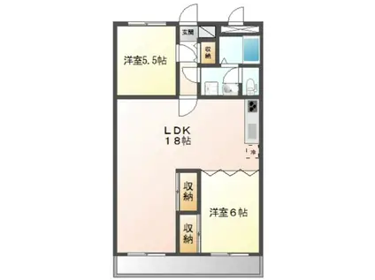 リバーサイドソシア 203(2LDK/2階)の間取り写真