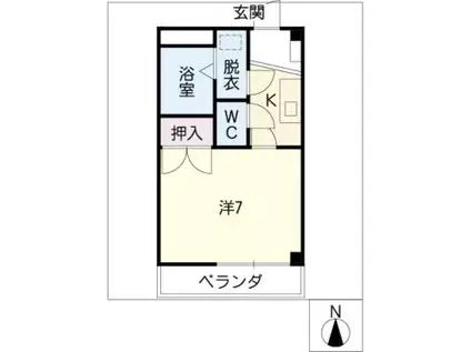 シャローF(1K/3階)の間取り写真