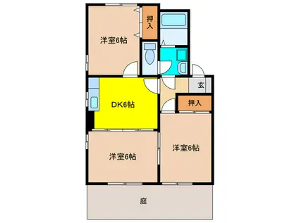 ドルフ西北野II(3DK/1階)の間取り写真