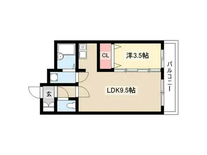 XーOVER21覚王山(1LDK/5階)の間取り写真