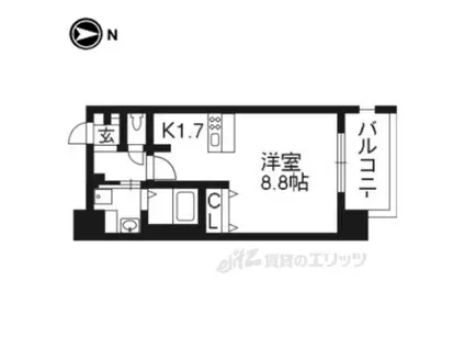 プレサンス京都三条大橋雅殿(1K/4階)の間取り写真