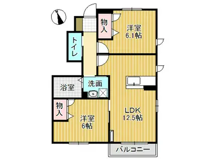 ディアコート ウィル(2LDK/1階)の間取り写真