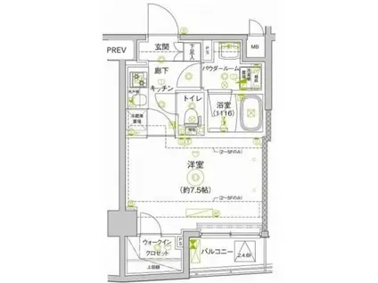 セジョリ新江古田(1K/3階)の間取り写真