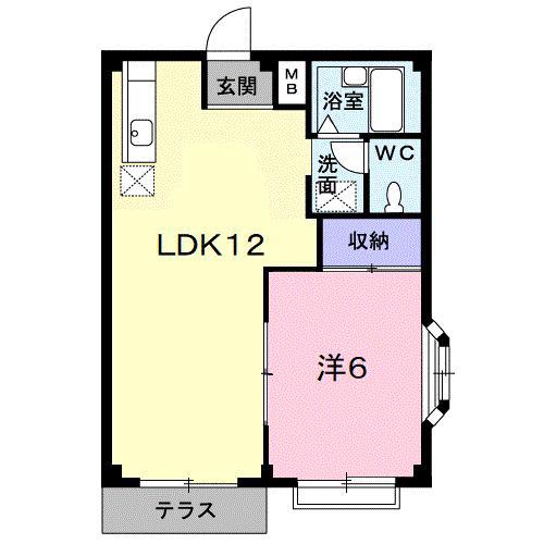 エルディム川西(1LDK/1階)の間取り写真
