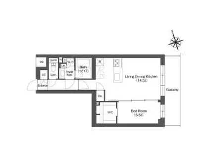 ルーウェ東大泉(1LDK/4階)の間取り写真