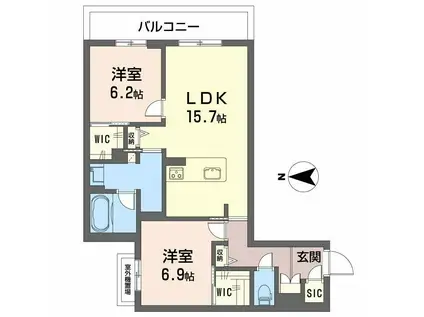 シャトードール リュミエール(2LDK/3階)の間取り写真