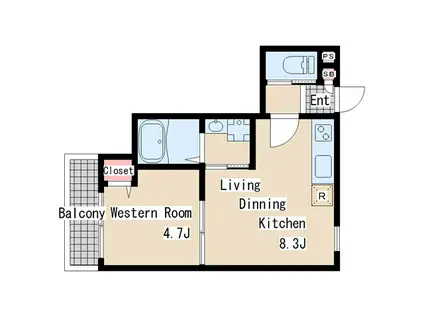 ALEGRIA長田蓮宮通(1LDK/2階)の間取り写真