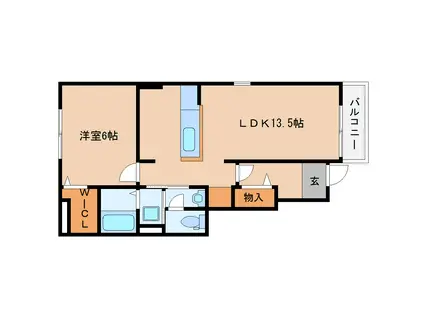 リバーサイド インフィニティII(1LDK/1階)の間取り写真