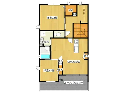 レジオンヒルIII B棟(2LDK/2階)の間取り写真