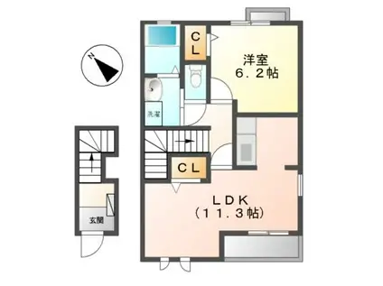 パサージュ(1LDK/2階)の間取り写真