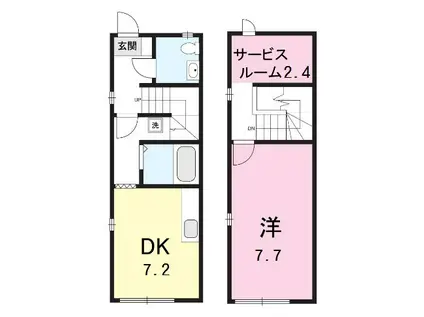 メゾネットキューブ(1SDK/2階)の間取り写真
