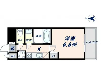 LA DOUCEUR北巽(1K/12階)の間取り写真