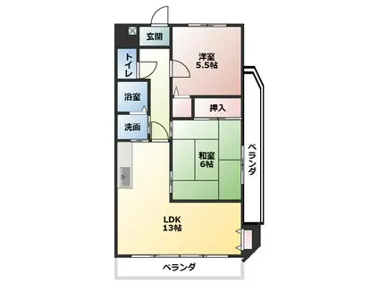 プリーマ千代鶴(2LDK/2階)の間取り写真