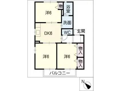 ジュネスB(3DK/1階)の間取り写真