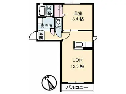 エクセル南桜が丘(1LDK/2階)の間取り写真