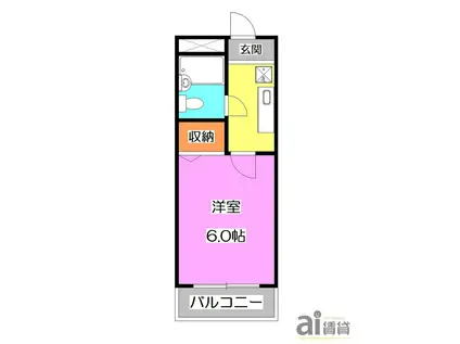 フレンズピュア新宿(1K/2階)の間取り写真