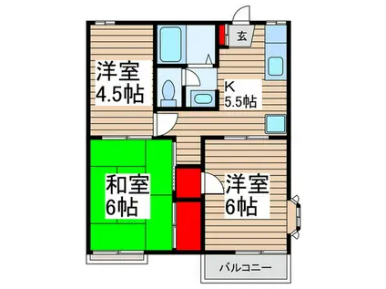ロイヤルパレス辻本(3K/2階)の間取り写真