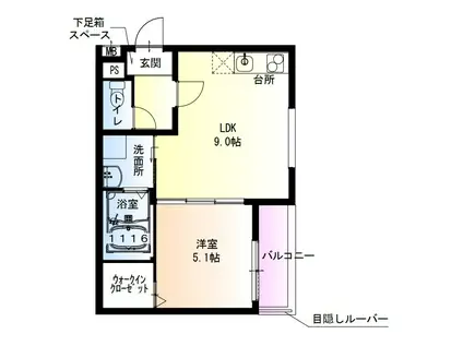 フジパレス花園中央公園II番館(1LDK/1階)の間取り写真