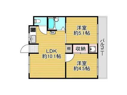 リアライズ玉出(2LDK/2階)の間取り写真