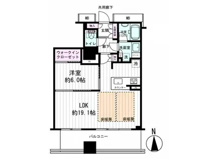 プレサンスレジェンド堺筋本町タワー(1LDK/6階)の間取り写真