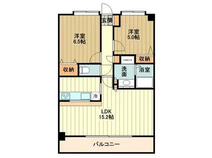 ラフィネ立川(2LDK/2階)の間取り写真