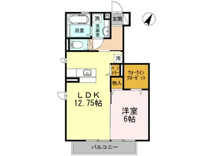 セレーナ(1LDK/1階)の間取り写真