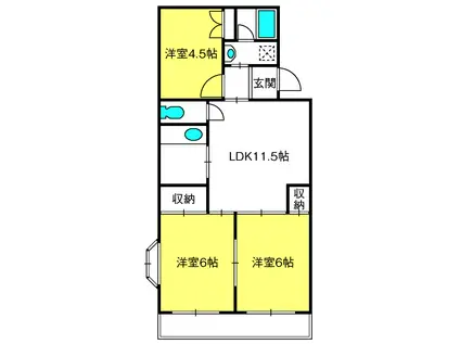 メゾン・松本(3LDK/4階)の間取り写真