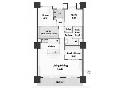 ムーンアイランドタワー(2SLDK/9階)の間取り写真