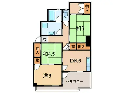 霞ヶ丘マンション(3DK/4階)の間取り写真