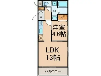 プリミエールII(1LDK/2階)の間取り写真