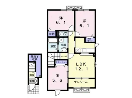 エスタシオン(3LDK/2階)の間取り写真