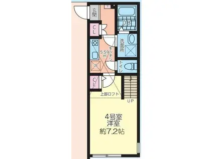 HALELUANA厚木関口(1K/1階)の間取り写真
