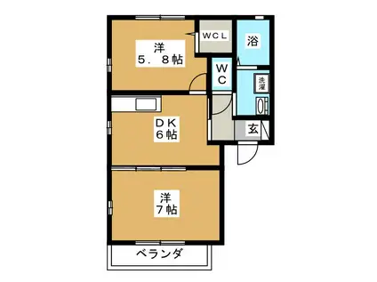 エスポア港南台(2DK/1階)の間取り写真