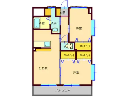 エスポワールポルト(2LDK/2階)の間取り写真