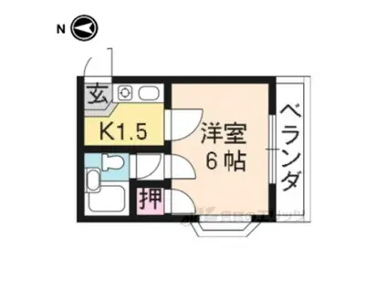 サンライズ松原(1K/4階)の間取り写真