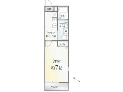HDC方南町(1K/3階)の間取り写真
