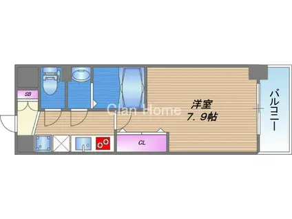 LUXE森之宮(1K/8階)の間取り写真