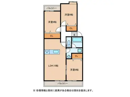 グランドール・ノヴァ(3LDK/2階)の間取り写真